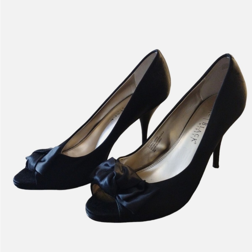 White House Black Market Heels Black Peep-Toe Heels Rachel Size 7